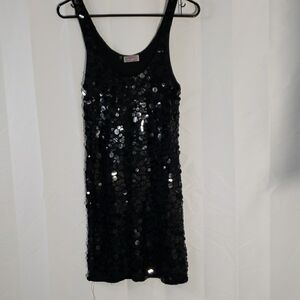 Black Sequin Evening cocktail Dress Size Small Sleeveless LBD